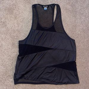 SOLOW Black Mixed Sheer & Shiny Racerback Workout Top Size Small